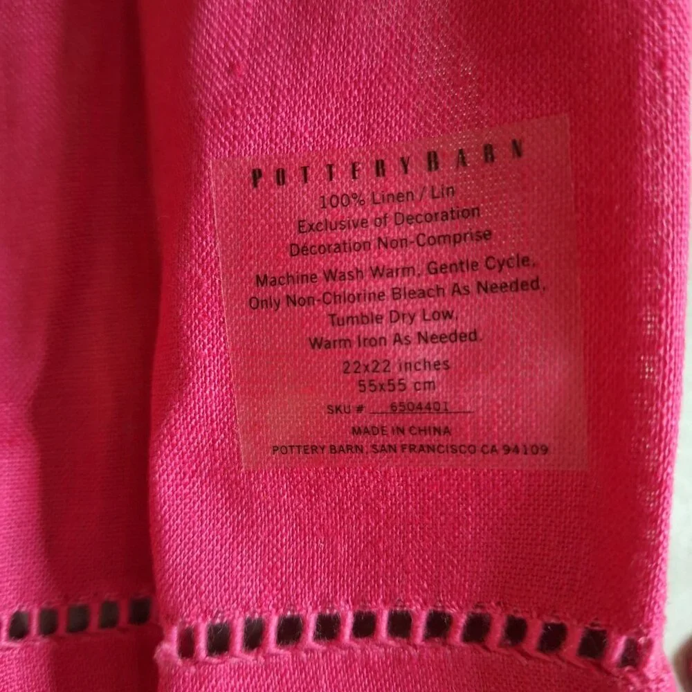 Pottary Barn Pink Napkin Placemat Set 4 Belt Rainbow‎ Ring Discolored Hot Bright